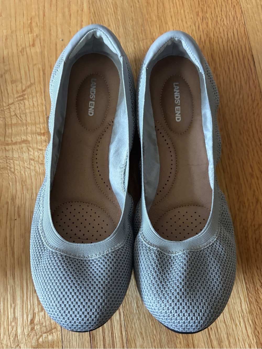 Lands' End Gray Knit Ballet Flats